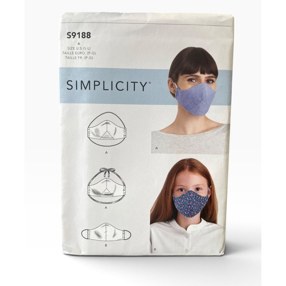 Simplicity Sewing Pattern Unisex S-L White S9188 Family Face Mask Covers Uncut